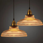 Kitchen Island Pendant Light, Vintage Ribbed Glass Dining Room Light Fixture, Industrial Brass Hanging Lamp_00