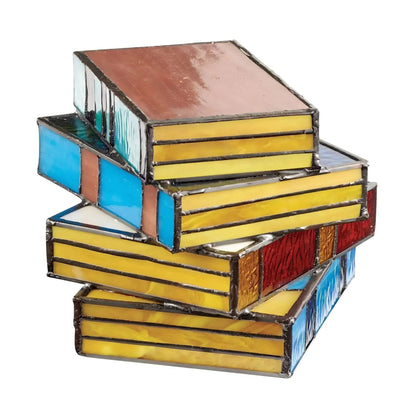 Artisan Glass Novel | Stained Glass Table Lamp with Warm Ambient Glow | Unique Bedroom Lamps for Book Lovers 3