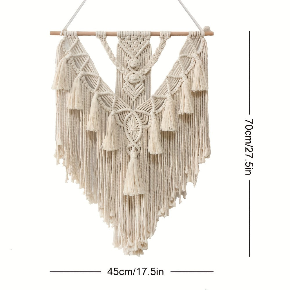Artisanal Macrame Wall Hanging | Handcrafted Boho Wall Art Decor with Cascading Fringe | Stylish Wall Decor for Living Room and Kitchen 4