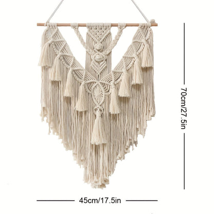 Artisanal Macrame Wall Hanging | Handcrafted Boho Wall Art Decor with Cascading Fringe | Stylish Wall Decor for Living Room and Kitchen 4