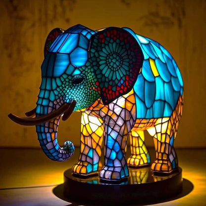 Artistic Animal Table Lamp | Stained Glass Effect with Warm Glow | Compact Decorative Accent for Cozy Spaces 0