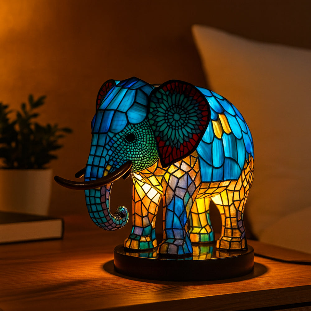Artistic Animal Table Lamp | Stained Glass Effect with Warm Glow | Compact Decorative Accent for Cozy Spaces 1