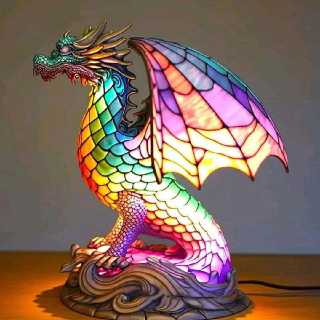 Artistic Animal Table Lamp | Stained Glass Effect with Warm Glow | Compact Decorative Accent for Cozy Spaces 10
