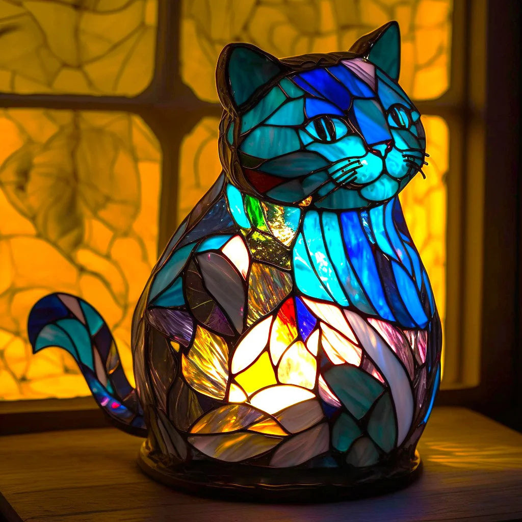 Artistic Animal Table Lamp | Stained Glass Effect with Warm Glow | Compact Decorative Accent for Cozy Spaces 12