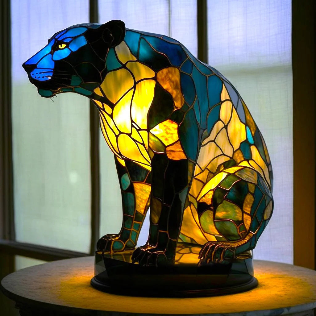 Artistic Animal Table Lamp | Stained Glass Effect with Warm Glow | Compact Decorative Accent for Cozy Spaces 3