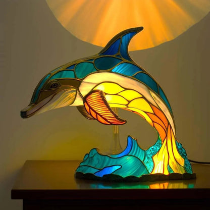 Artistic Animal Table Lamp | Stained Glass Effect with Warm Glow | Compact Decorative Accent for Cozy Spaces 9