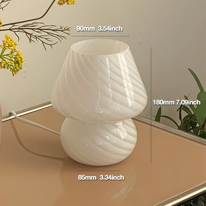 Artistic Glass Mushroom Table Lamp with USB Power & Stepless Dimming | Retro Nightstand Light for Cozy Ambiance 3