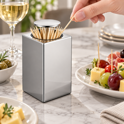 Toothpick Holder with Push Button, Automatic Toothpick Dispenser for Dining Table and Kitchen Counter_01
