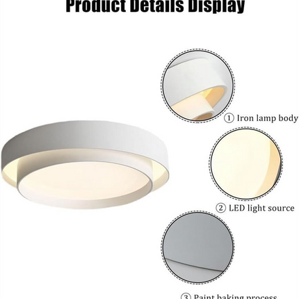 Nordic Round LED Ceiling Light with Soft Ambient Glow | Minimalist Flush Mount Lamp for Modern Interiors
