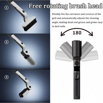 Electric Grill Brush with Rechargeable Battery & Stainless Steel Handle | Effortless BBQ Cleaning for Outdoor Grills