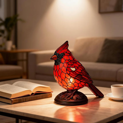 Decorative Table Lamp with USB Powered Design & Red Cardinal Bird Look | Soft Ambient Lighting for Home or Office