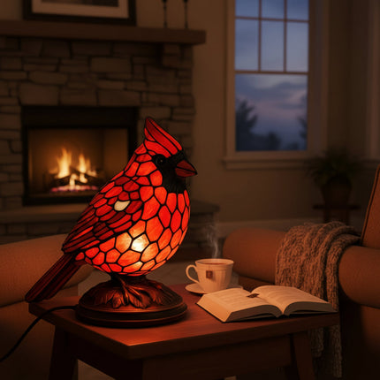 Decorative Table Lamp with USB Powered Design & Red Cardinal Bird Look | Soft Ambient Lighting for Home or Office