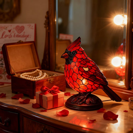 Decorative Table Lamp with USB Powered Design & Red Cardinal Bird Look | Soft Ambient Lighting for Home or Office