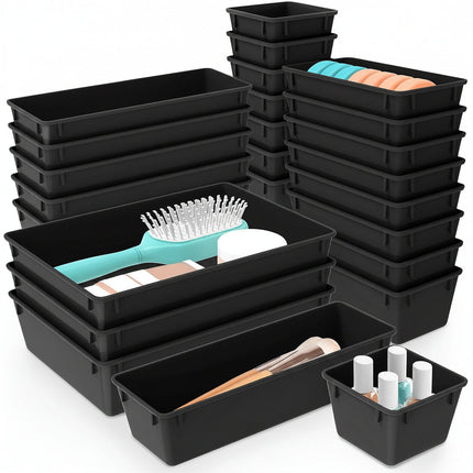Plastic Drawer Organizer Set with 25 Trays for Flexible Storage | Clutter-Free Solution for Kitchen, Bathroom, and Office