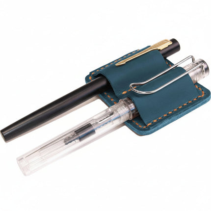 Leather Pen Holder Clip with Hand Stitched Design | Securely Holds Two Pens for Journals and Planners