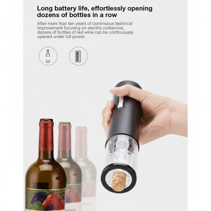 Electric Wine Opener with One-Touch Operation | Automatic Corkscrew for Effortless Bottle Opening