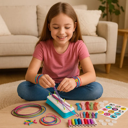 Bracelet Making Kit for Kids with Colorful Threads & Accessories | Creative Jewelry Craft Set for Friendship Bracelets