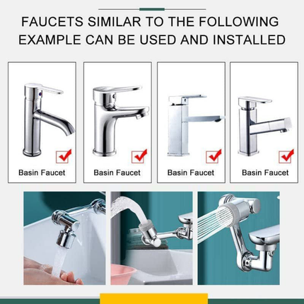 Rotating Faucet Extender with 1080° Adjustable Head | Splash Filter for Mess-Free Washing in Kitchen and Bathroom