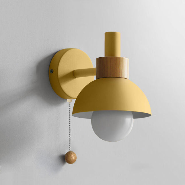 Wall Sconces for Bedroom, Wood Sconce Lamp with Pull Chain, Nordic Wall Light Fixture for Hallway and Dining Room_02