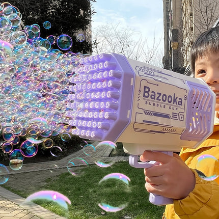 LED Bubble Gun Toy with Rechargeable Battery for Colorful Outdoor Fun | High-Output Bubble Blower for Kids