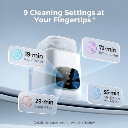 Automatic Baby Bottle Washer with Steam Sterilization & Hot Air Drying | All-in-One Countertop Solution for Easy Cleaning and Storage