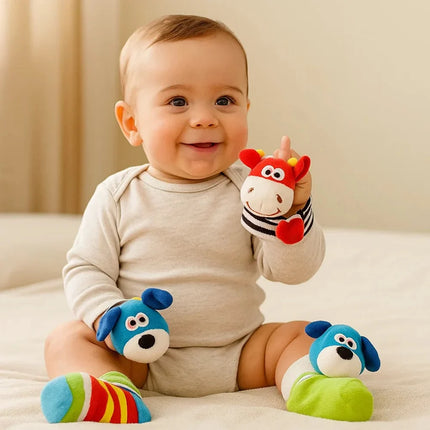 Baby Rattle Socks and Wristbands Set with Gentle Rattle Sound | Sensory Play for Infant Movement and Discovery