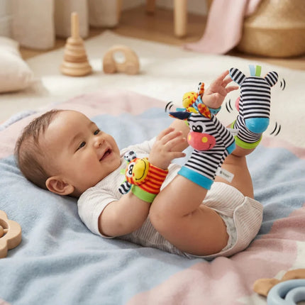 Baby Rattle Socks and Wristbands Set with Gentle Rattle Sound | Sensory Play for Infant Movement and Discovery