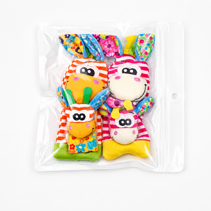 Plush Baby Sensory Socks and Wristbands Set with Gentle Rattle | Engaging Toys for Early Development and Sensory Play
