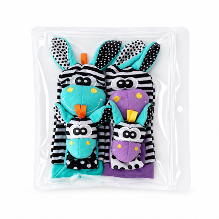 Plush Baby Sensory Socks and Wristbands Set with Gentle Rattle | Engaging Toys for Early Development and Sensory Play