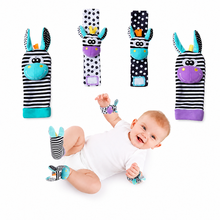 Plush Baby Sensory Socks and Wristbands Set with Gentle Rattle | Engaging Toys for Early Development and Sensory Play