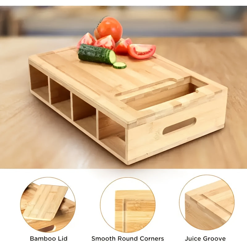 Bamboo Cutting Board Set | Multifunctional Chopping Board with 4 Blades | Eco-Friendly Kitchen Prep Solution for Effortless Cooking 6
