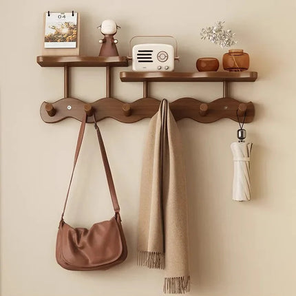 Bamboo Wall Mounted Coat Rack with Shelf | Minimalist Organizer for Coats and Keys 7