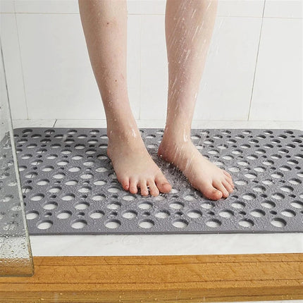 Suction Cup Bath Mat with Drain Hole Design | Textured PVC Shower Mat for Safety and Easy Rinsing