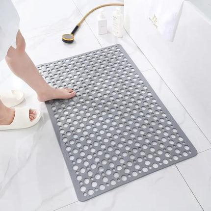 Suction Cup Bath Mat with Drain Hole Design | Textured PVC Shower Mat for Safety and Easy Rinsing