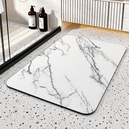 Quick Dry Bathroom Mat with Diatom Stone Surface | Non-Slip Marble Rug for Moisture Control