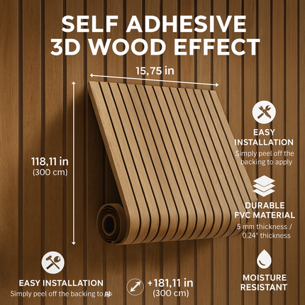 Self-Adhesive 3D Wood Effect Wall Panels for Home Decor | Easy Peel-and-Stick Installation for Modernizing Rooms