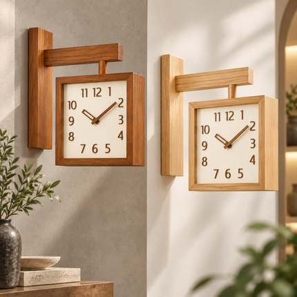 Wall Clock for Living Room, Modern Wall Clock Battery Operated with Pendulum, Wooden Wall Clock Decor for Lounge_00