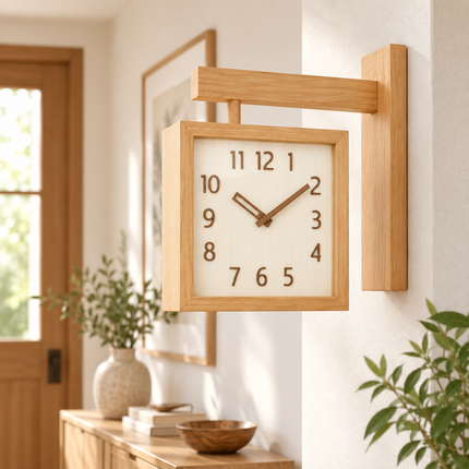Wall Clock for Living Room, Modern Wall Clock Battery Operated with Pendulum, Wooden Wall Clock Decor for Lounge_04