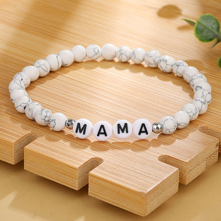 Beaded Bracelet with Letter Charm for Mothers Day | Comfortable Stretch Jewelry for Everyday Wear