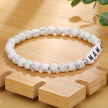Beaded Bracelet with Letter Charm for Mothers Day | Comfortable Stretch Jewelry for Everyday Wear