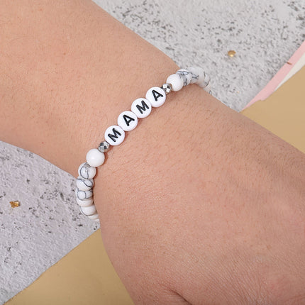 Beaded Bracelet with Letter Charm for Mothers Day | Comfortable Stretch Jewelry for Everyday Wear