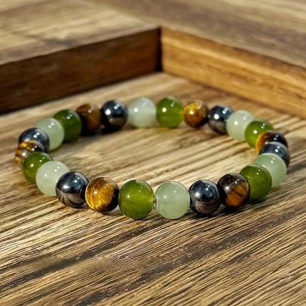 Natural Stone Beaded Bracelet with August Birthstone | Stretch Fit Vintage Jewelry for Mother's Day Gift