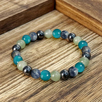 Natural Stone Beaded Bracelet with August Birthstone | Stretch Fit Vintage Jewelry for Mother's Day Gift
