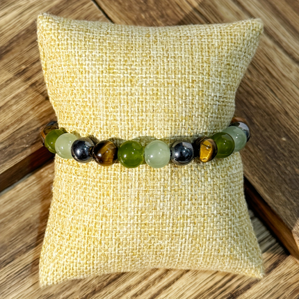 Natural Stone Beaded Bracelet with August Birthstone | Stretch Fit Vintage Jewelry for Mother's Day Gift