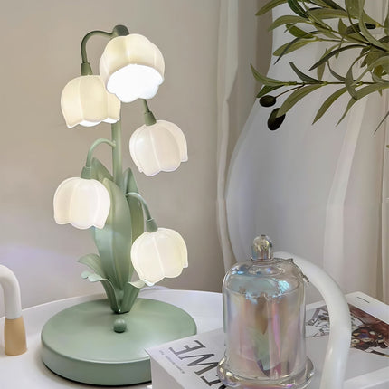 Orchid Table Lamp with Tulip Shades & Warm LED Glow | Elegant Indoor Lighting for Bedrooms and Living Rooms