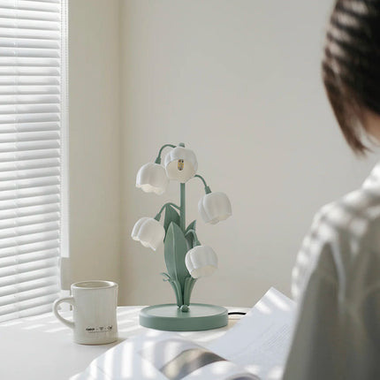 Orchid Table Lamp with Tulip Shades & Warm LED Glow | Elegant Indoor Lighting for Bedrooms and Living Rooms