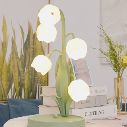 Orchid Table Lamp with Tulip Shades & Warm LED Glow | Elegant Indoor Lighting for Bedrooms and Living Rooms