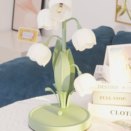 Orchid Table Lamp with Tulip Shades & Warm LED Glow | Elegant Indoor Lighting for Bedrooms and Living Rooms