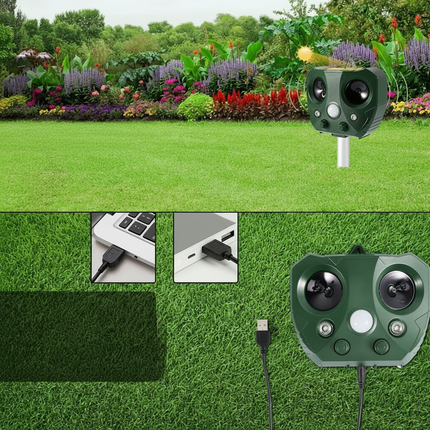 Solar Bird Deterrent for Outdoor Garden, Ultrasonic Bird Repeller with LED Lights, Ultrasonic Pest Repeller for Yard_01