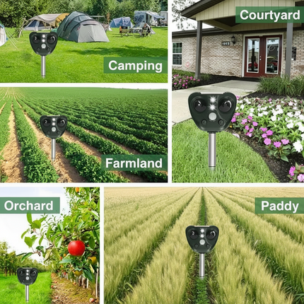 Ultrasonic Bird Repeller with Solar Power & LED Lights | Eco-Friendly Pest Control for Gardens and Outdoor Spaces
